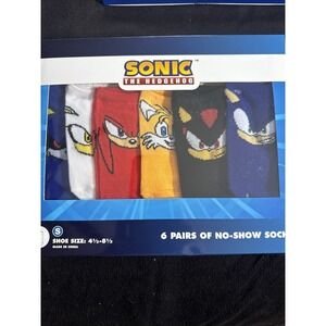 6 Pairs Of Sonic The Hedgehog‎ No Show Socks Size 4.5-8.5